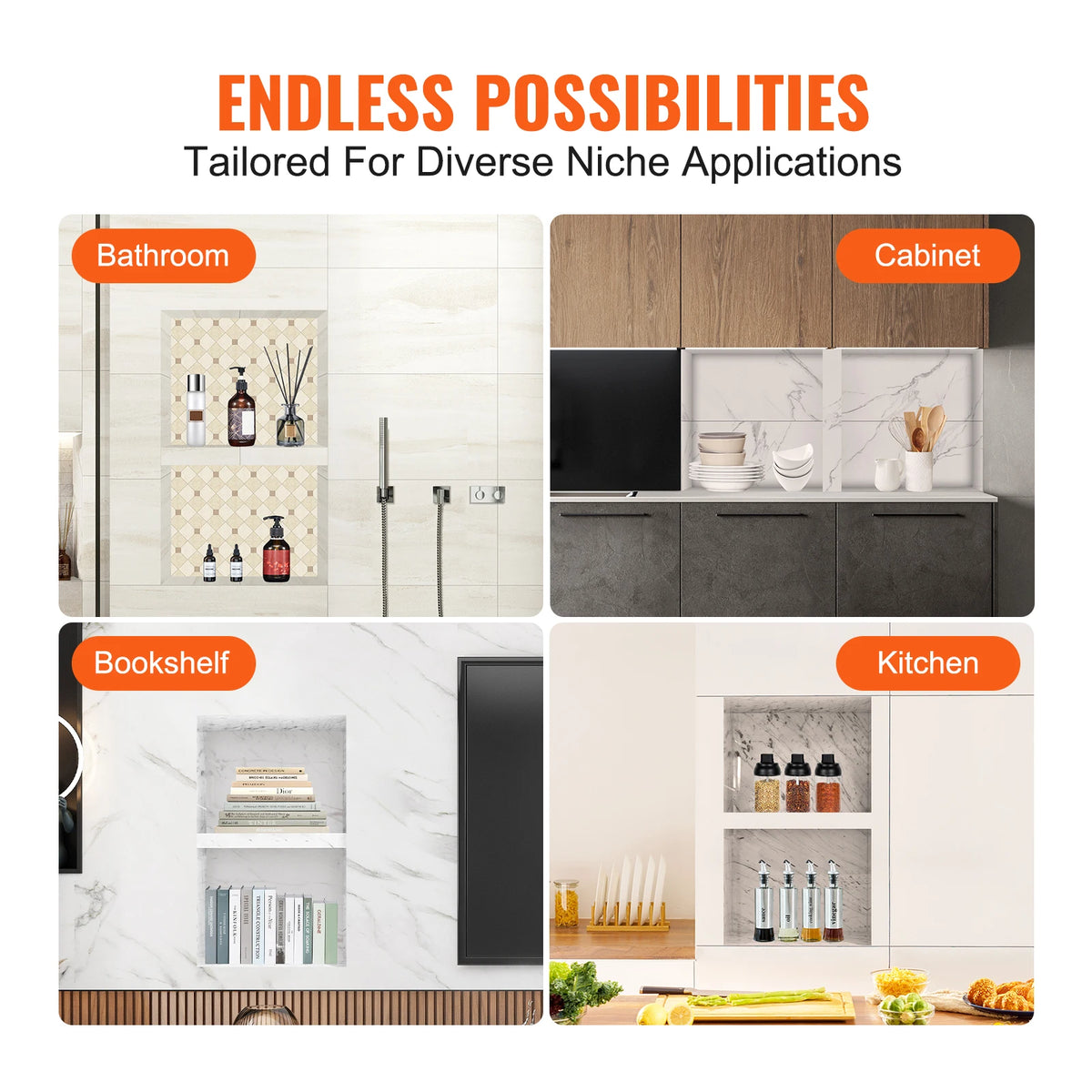 Shower Niche Ready Tile Dual Tier Organizer Sealed Protection Holder